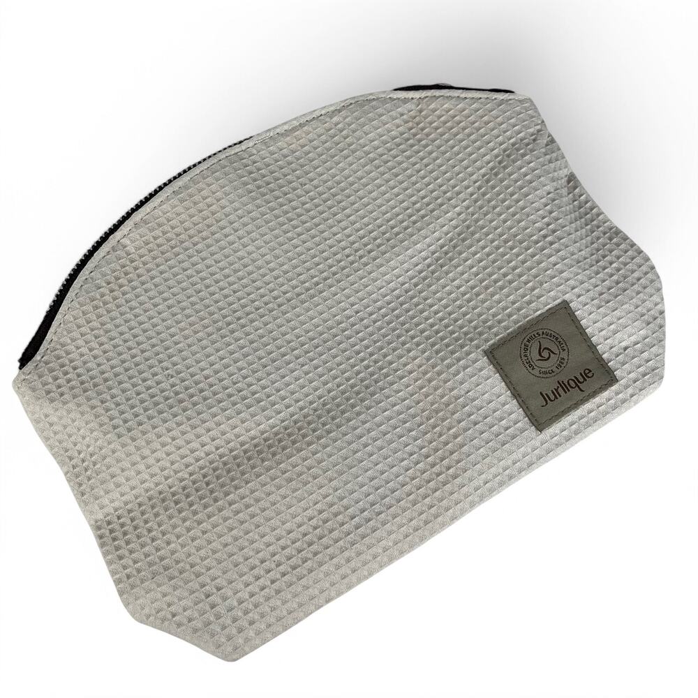 Jurlique Makeup Bag Zipper Cosmetic Pouch White Waffle Cotton Fabric
